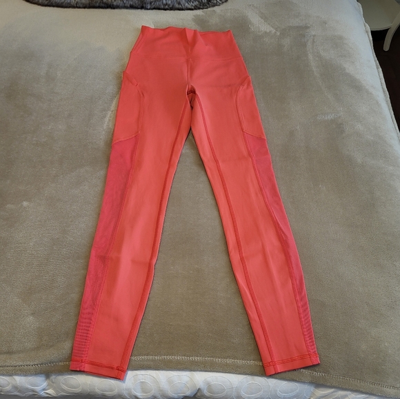 Lulu neon orange running leggings size 6 - Picture 3 of 4